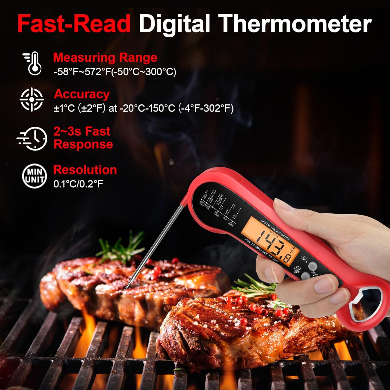 Digital Thermometer Probe - Termometro Digitale Professionale per Carne Impermeabile