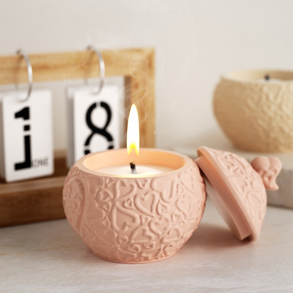 Candle Vessel Supplies - Scatola portaoggetti in rilievo floreale con